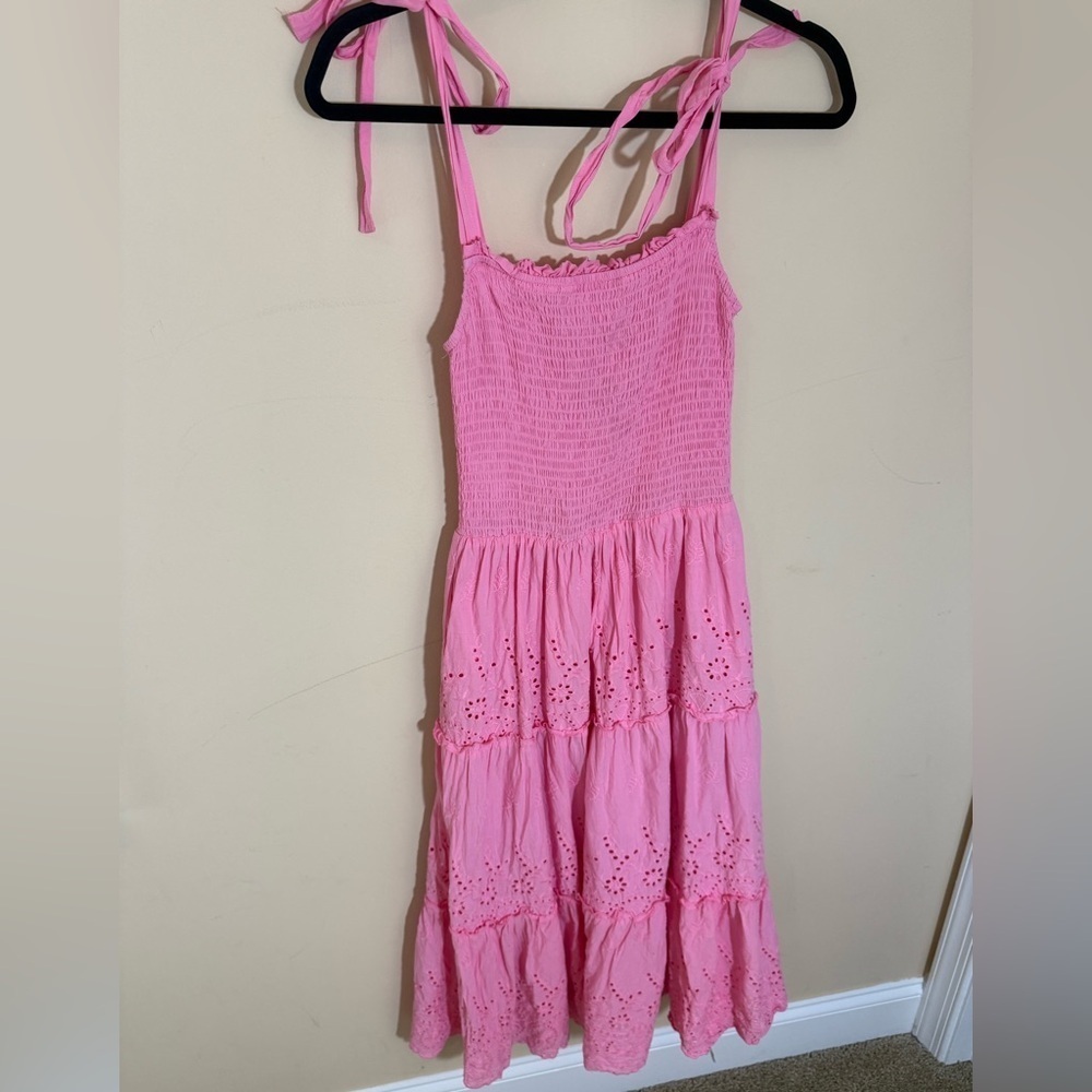 Mi Ami eyelet maxi dress pink, sz small - Picture 2 of 5